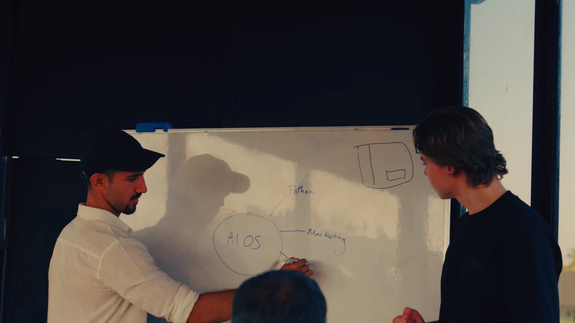 Mapping a company's OS on the whiteboard.
