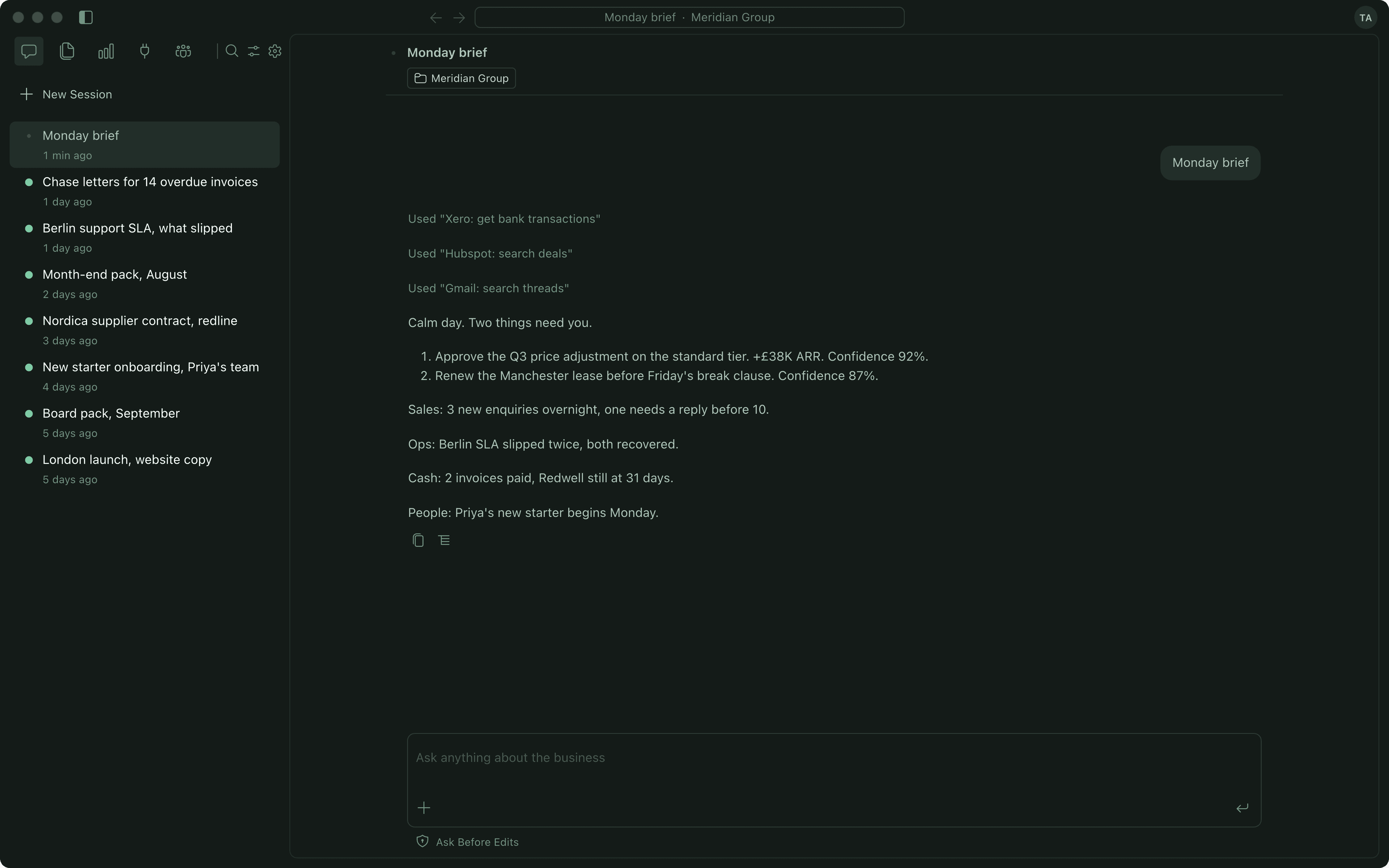 Monday morning's brief session in Imperium OS